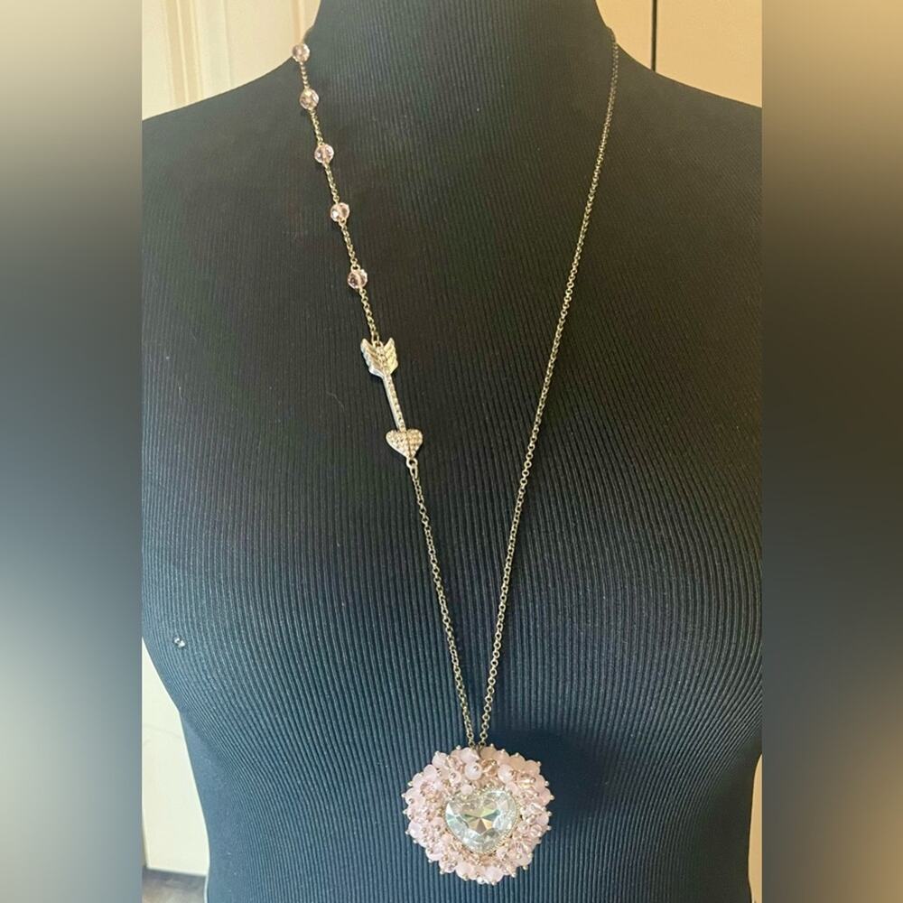 Betsey Johnson crystal and rhinestone heart-shaped pink locket
